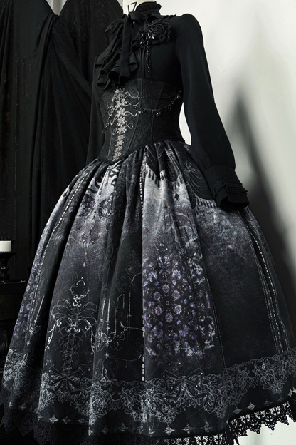 エレガントゴシックロリータジャンパースカート+ジャケット+スカート+シャツ+コルセット+アクセサリー