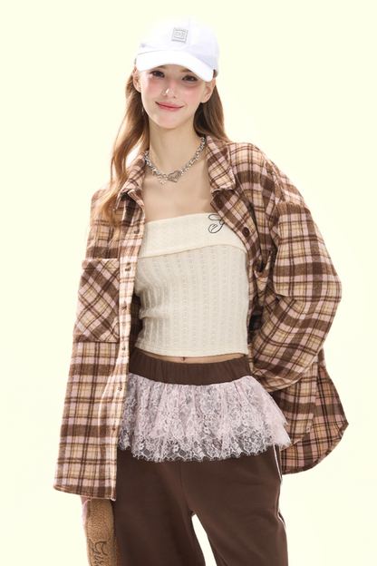 ロゴインナースリムニットトップス