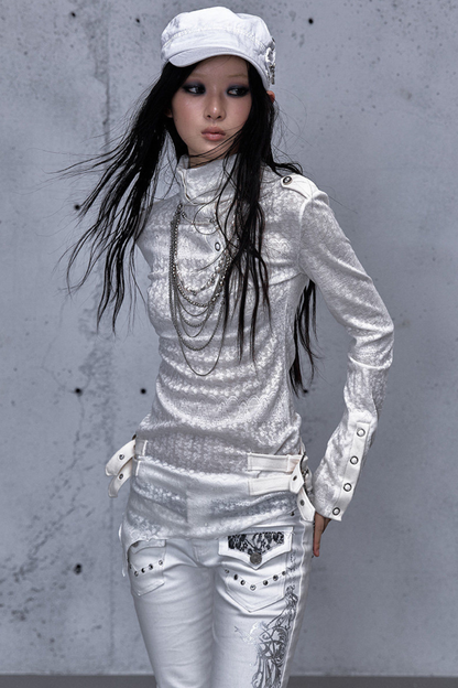 레트로 비대칭 니트 스웨터