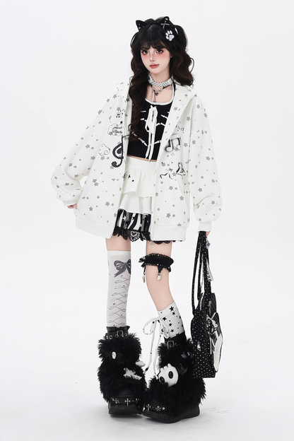 ノートジャンピングポルカドットフードパーカー