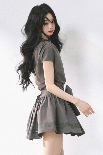 ウエストスリムパフィーオフショルダードレス