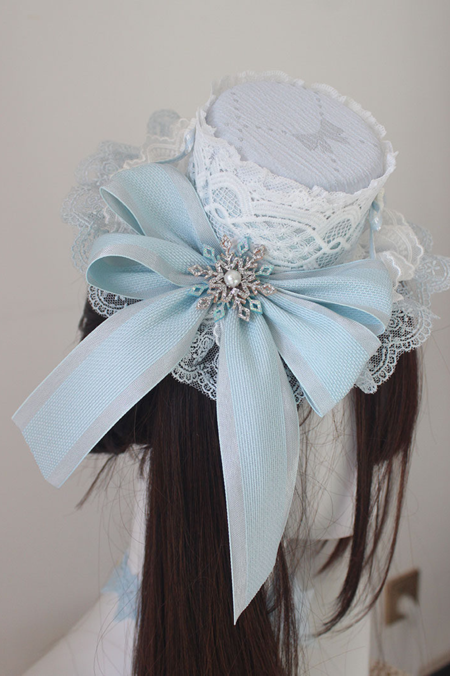 レースロリータボネットハット+カチューシャ+スリーブ+ピン+ハット+ベール