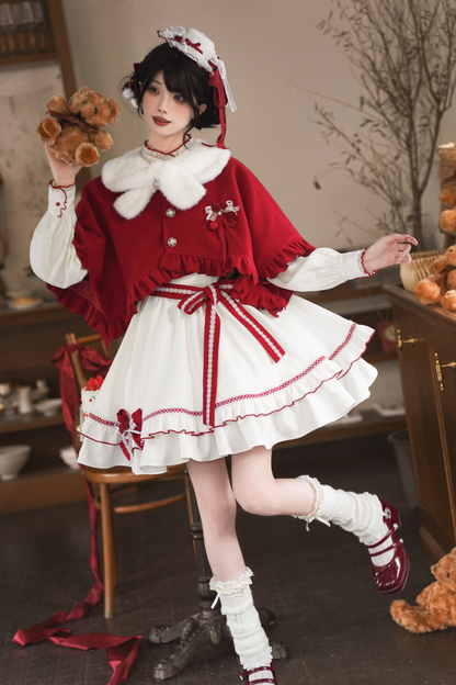 レッドウィッシュケープ+ドレス+ベルト