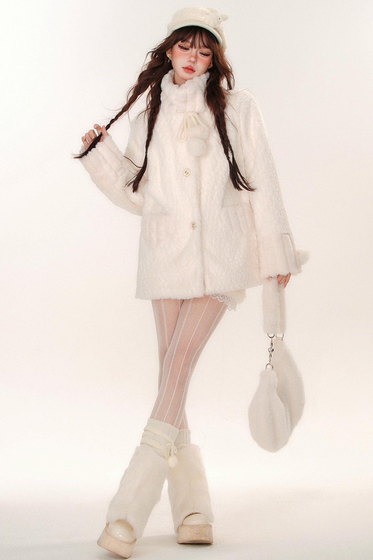 Sweet girly wool turtleneck coat