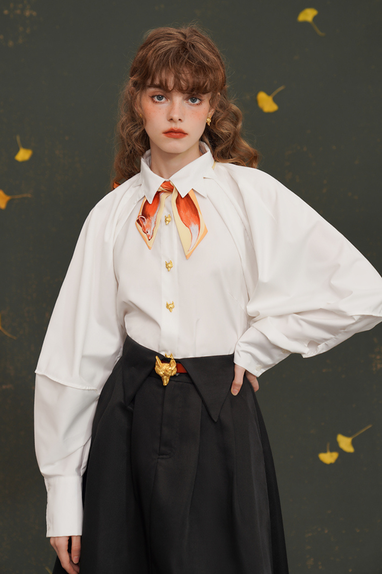 Fox Narrow Silk Scarf