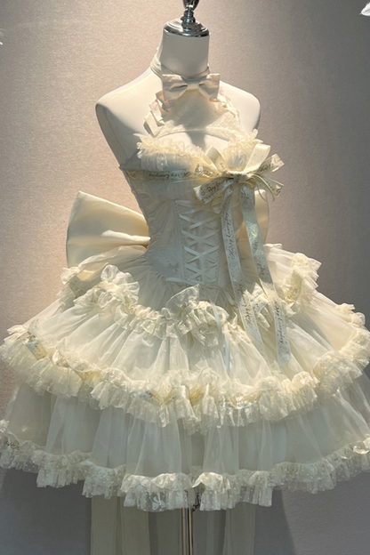 Ribbon Halter Neck Slim Lolita Dress