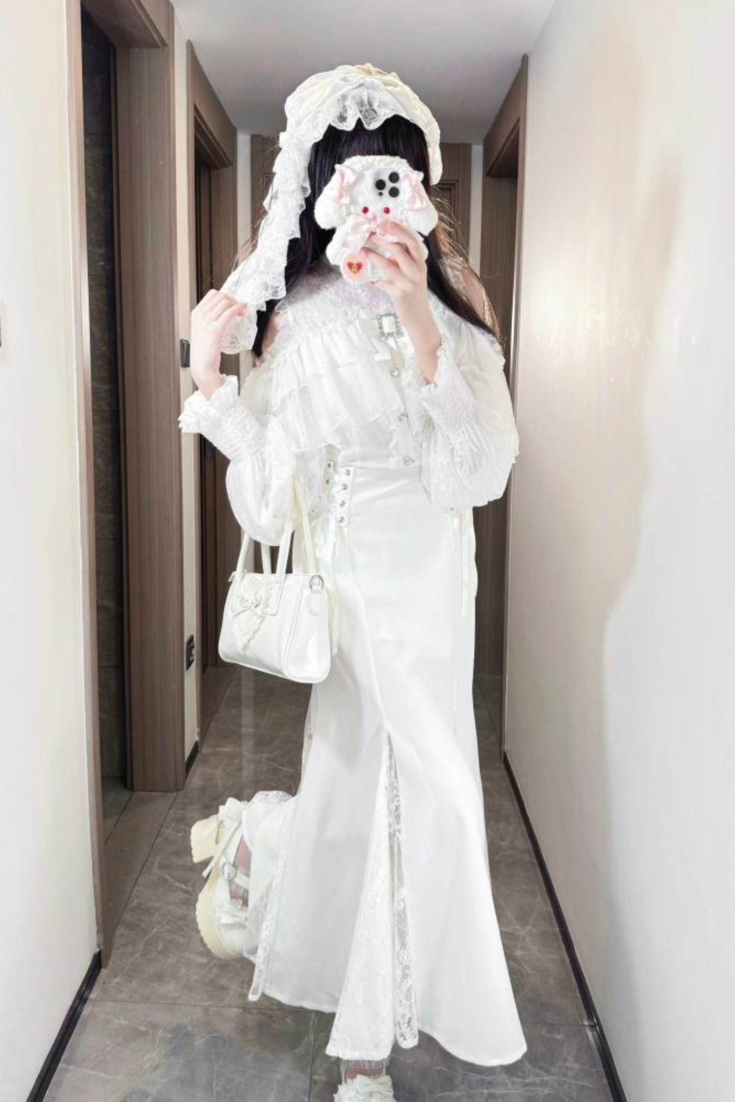 マーメイドロングガーゼスカートドレス