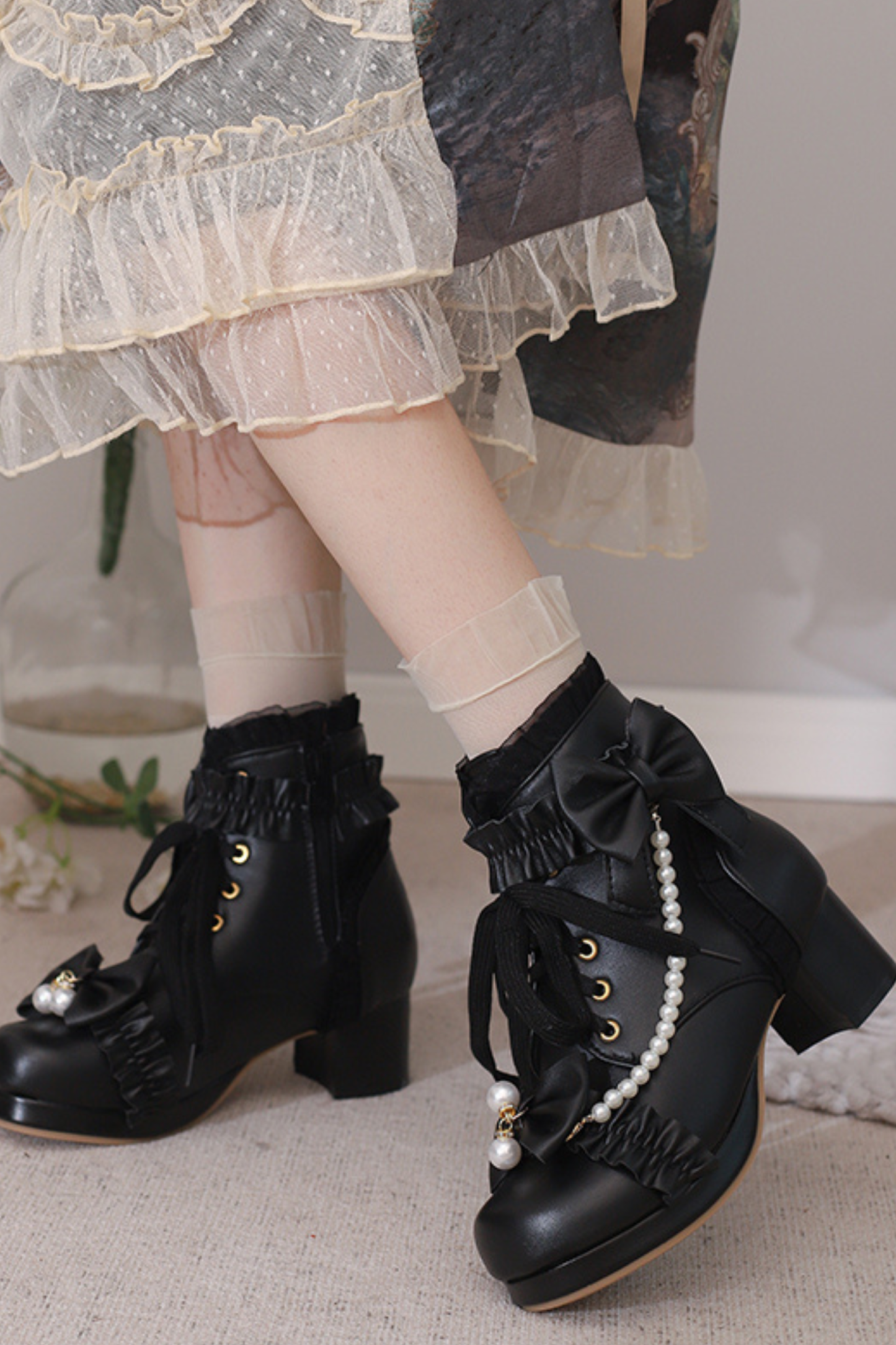 パールリボンスイートロリータブーツ