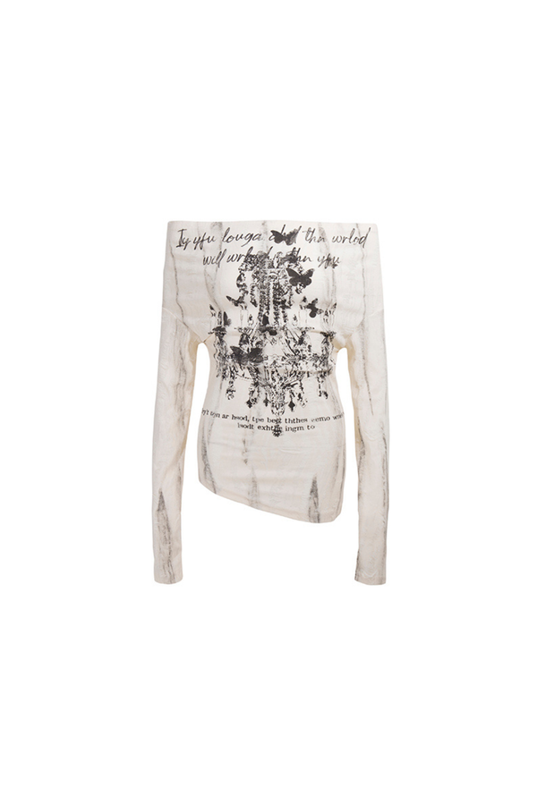 Y2Kバタフライオフショルダートップス