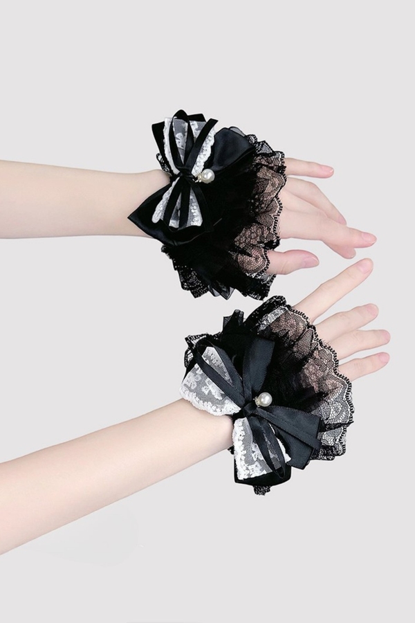 Lace Pearl Ribbon Lolita Sleeve