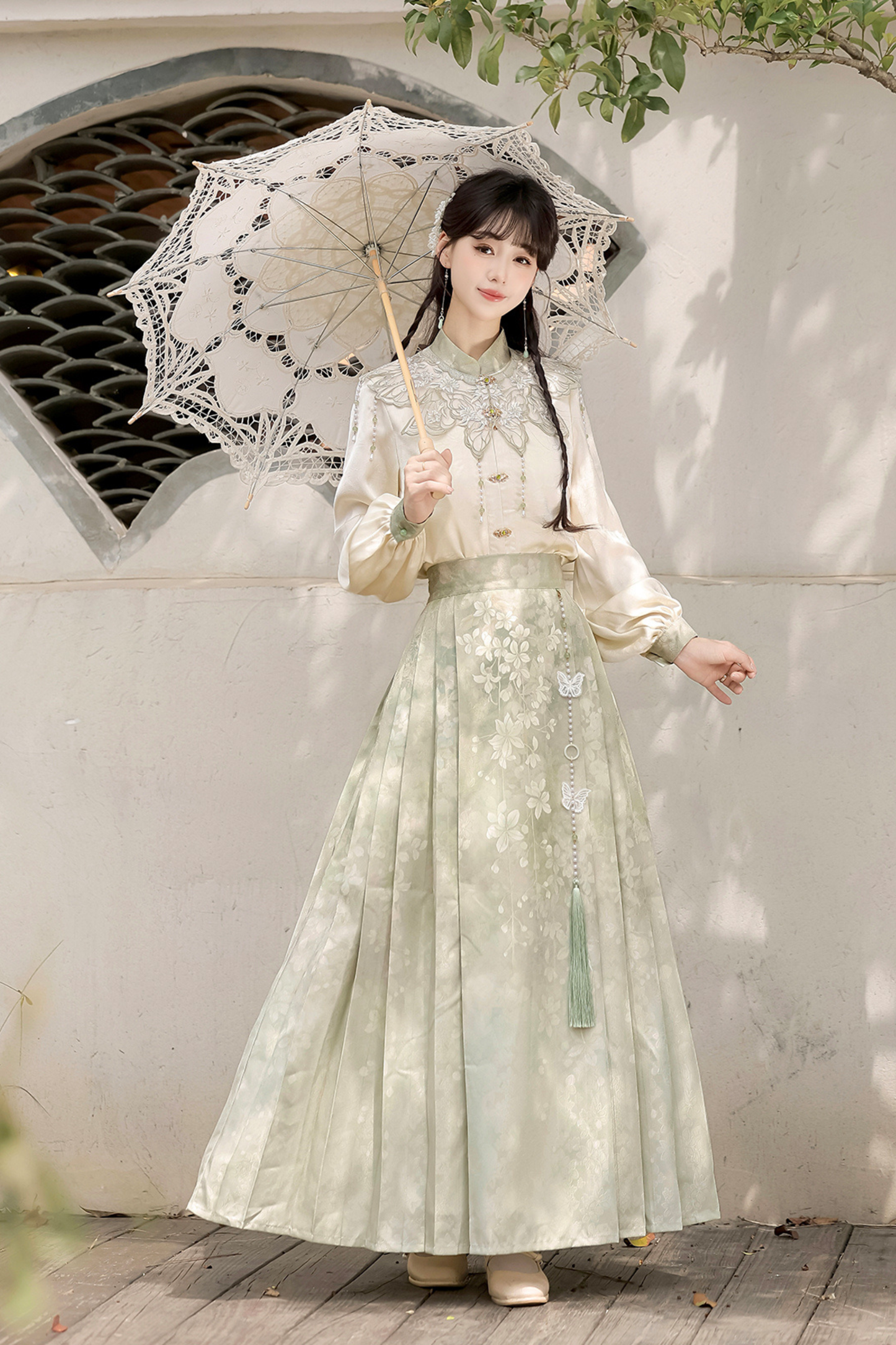 Jasmine Rain Long Sleeve Shirt + Elegant Skirt