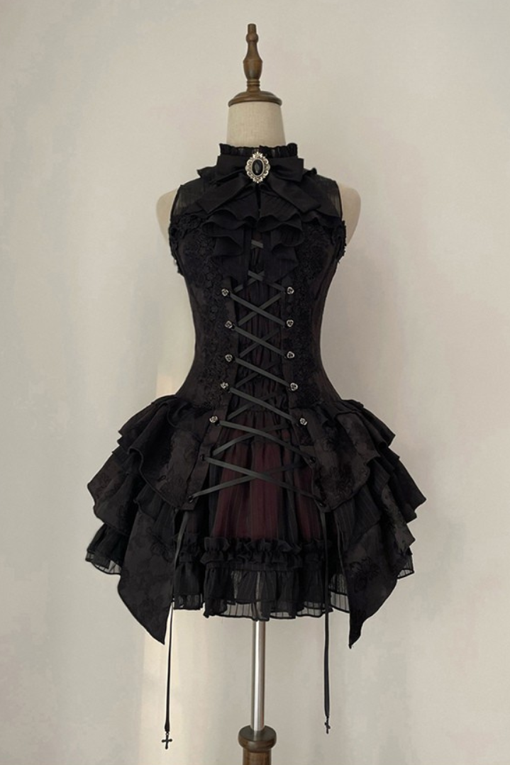 【12月26日予約締切】witch's conditionゴシックロリータジュエルリボンビスチェドレス＋フルセット