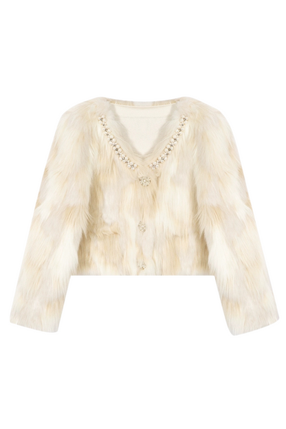 Wine Champagne Color Eco Fur Jacket