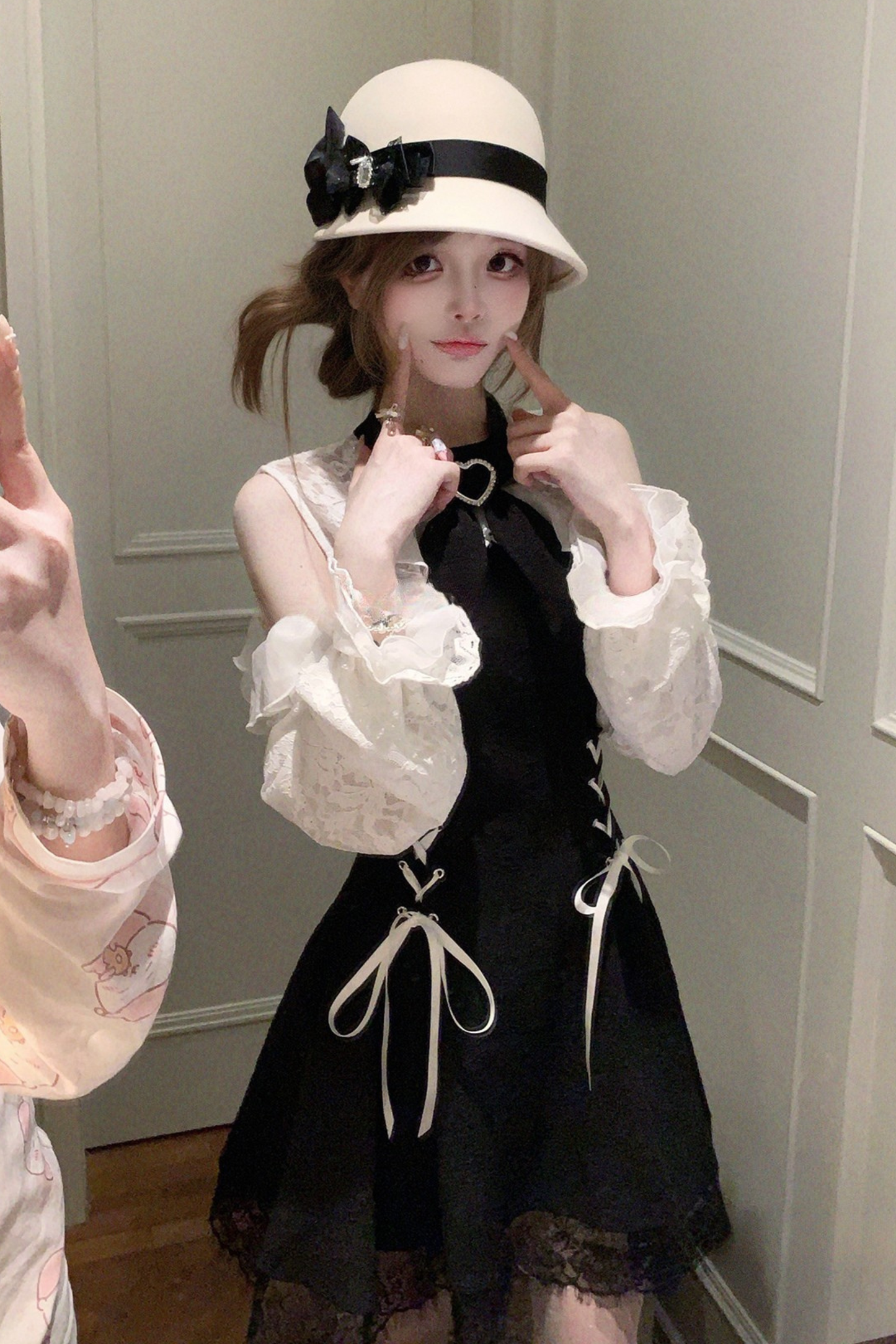 Lace-up off-the-shoulder dress