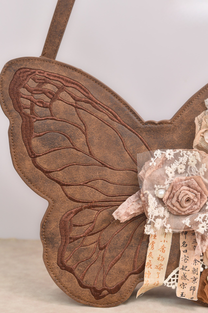 レトロブラウンバタフライワンショルダーバッグ