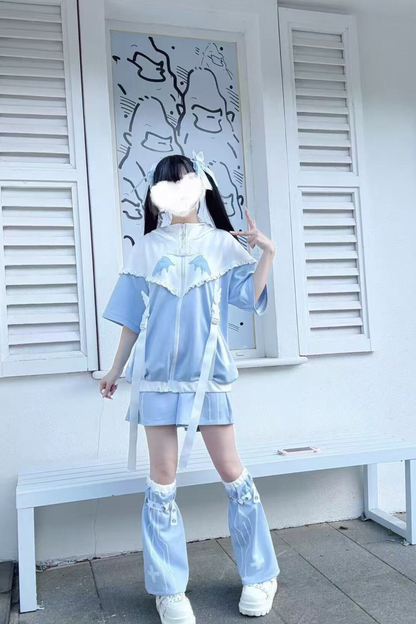 アクア天使サブカルチャーフードジャケット+パンツ+レッグカバー