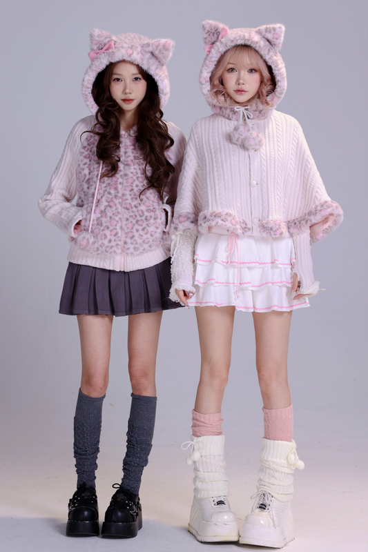 Sweet Leopard Cat Ear Cape