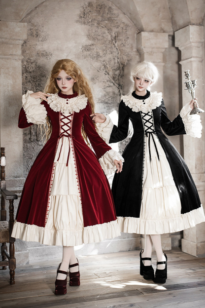 クラシカルエレガントドレス+カラー+リボン+ハット