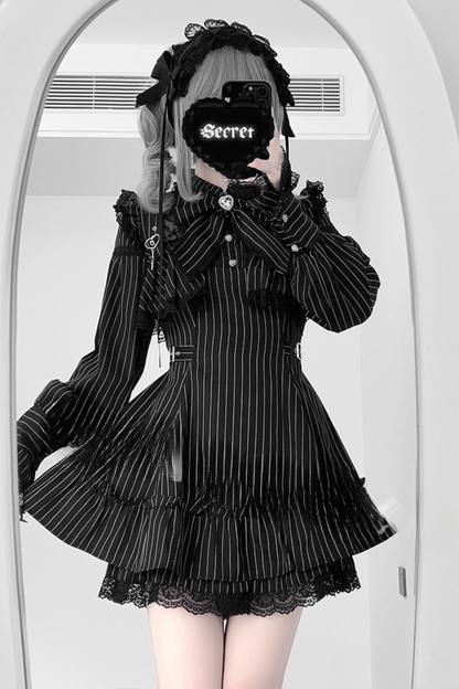 地雷リボンフレアトップス+ショートパンツ