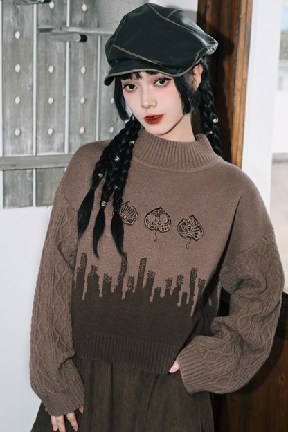 Bicolor Turtleneck Sweater