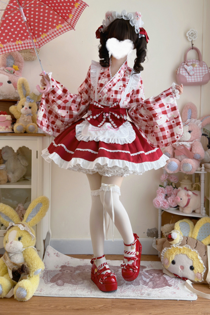 [Reservation Product] Strawberry Retro Cafe Japanese Style Lolita Dress