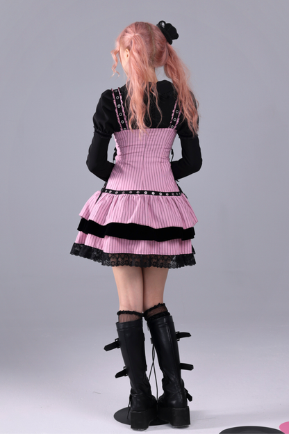 ストライプドベルベットパフォーマンスドレス