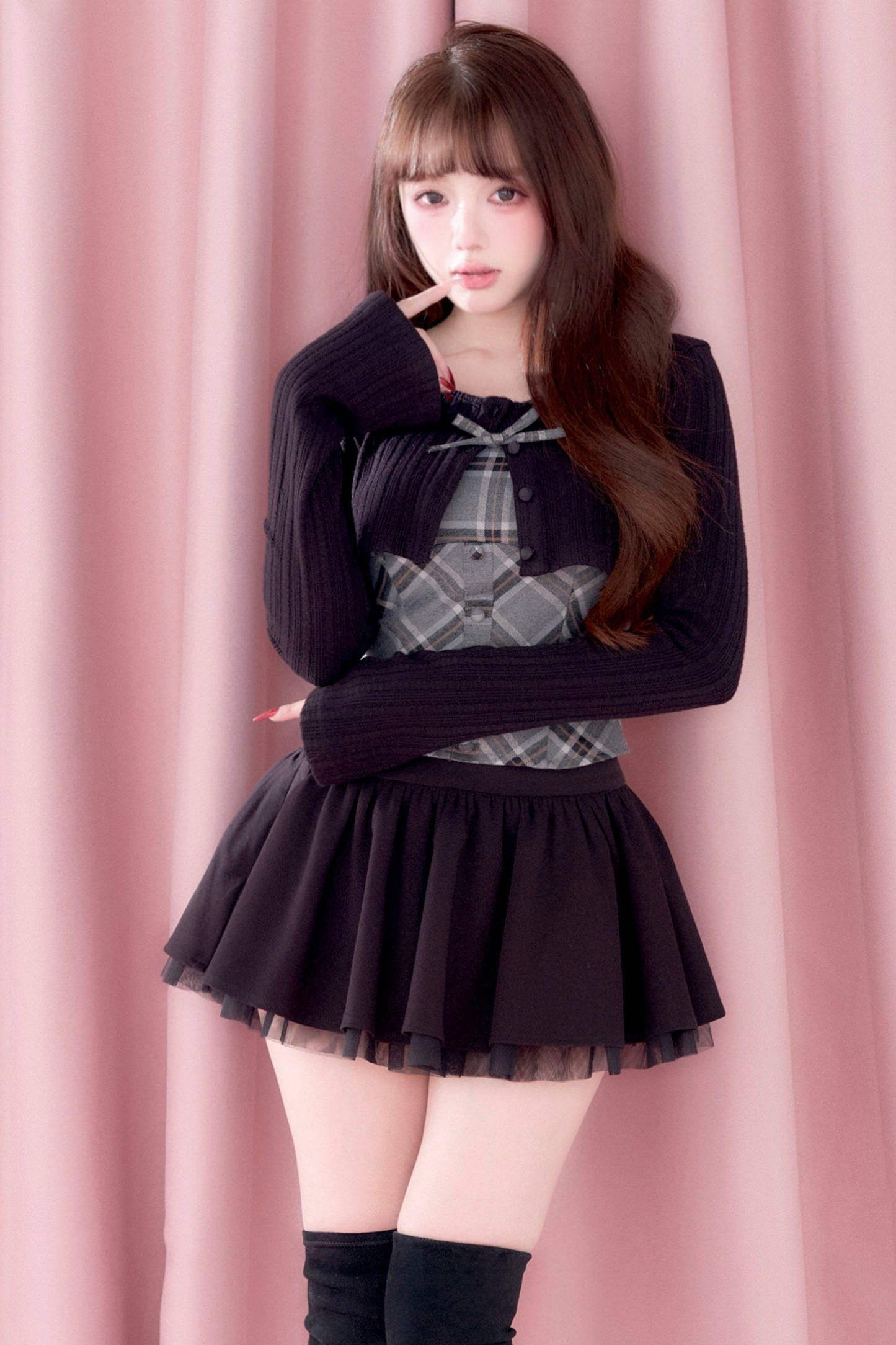 Plaid Camisole + Top + Skirt