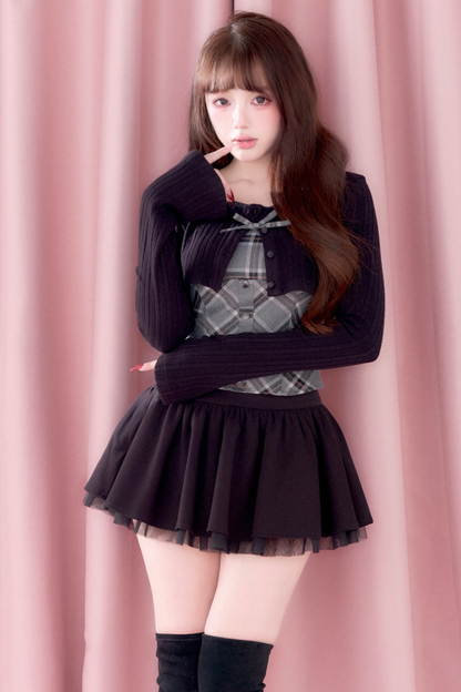 Plaid Camisole + Top + Skirt