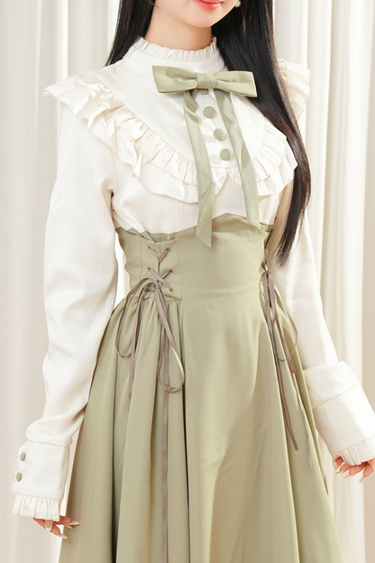 엘레강스 배색 프렌치 레트로 원피스