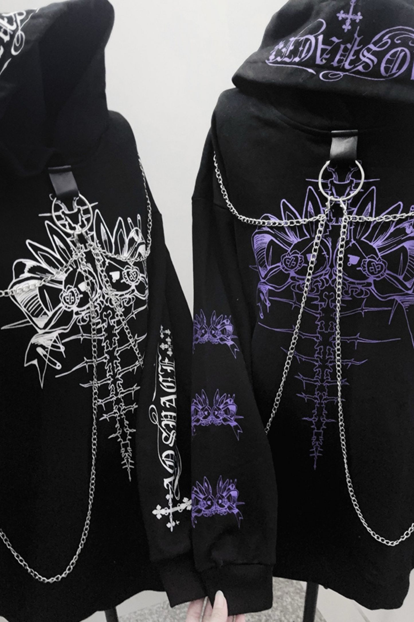 Dark Subculture Chain Print Hooded Hoodie