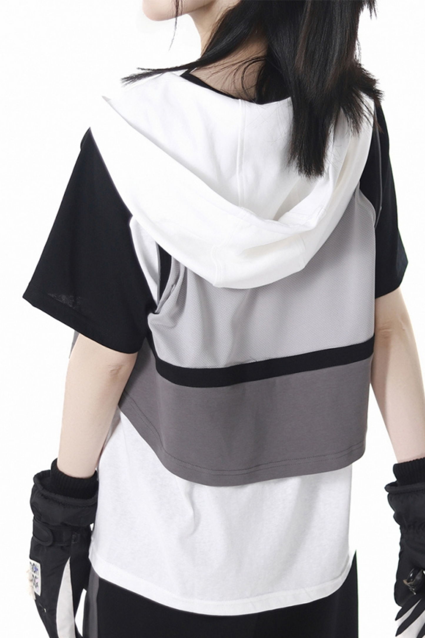 モードカジュアルレイヤードベスト+Tシャツ+ワイドパンツ+ワンピース