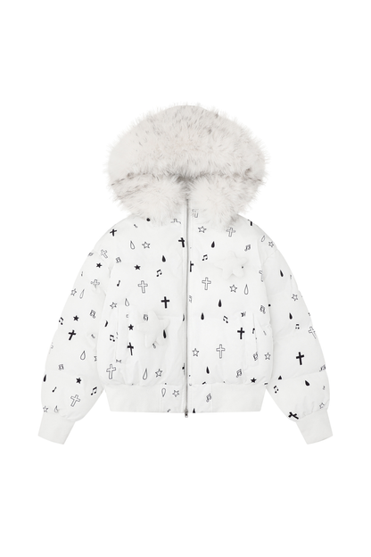 Fur Hood Cloth Design Down Jacket