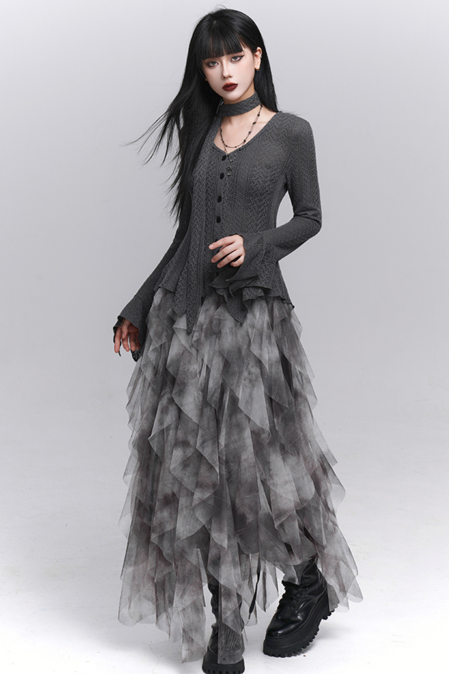 タイダイシアーフェザースカート