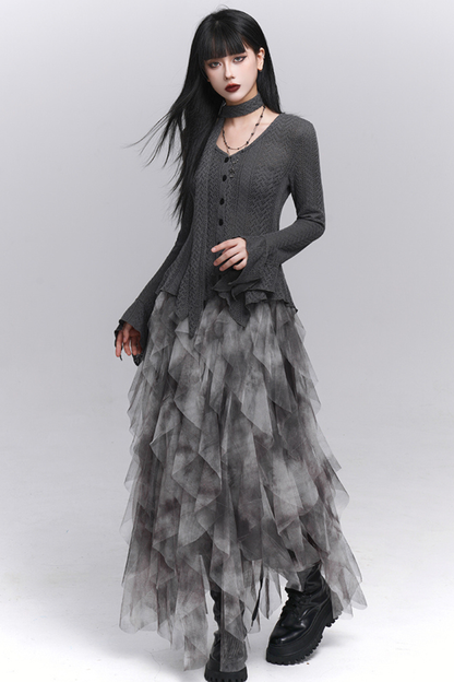 タイダイシアーフェザースカート