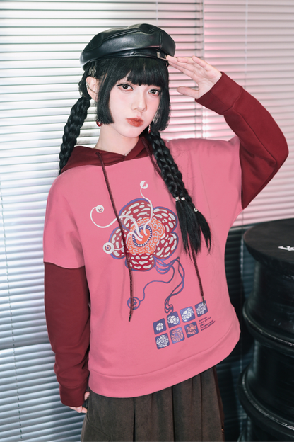 ラフレシアフラワーバイカラーフードパーカー