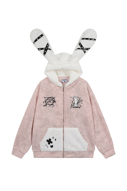 キュートバニーイヤーフリースジャケット