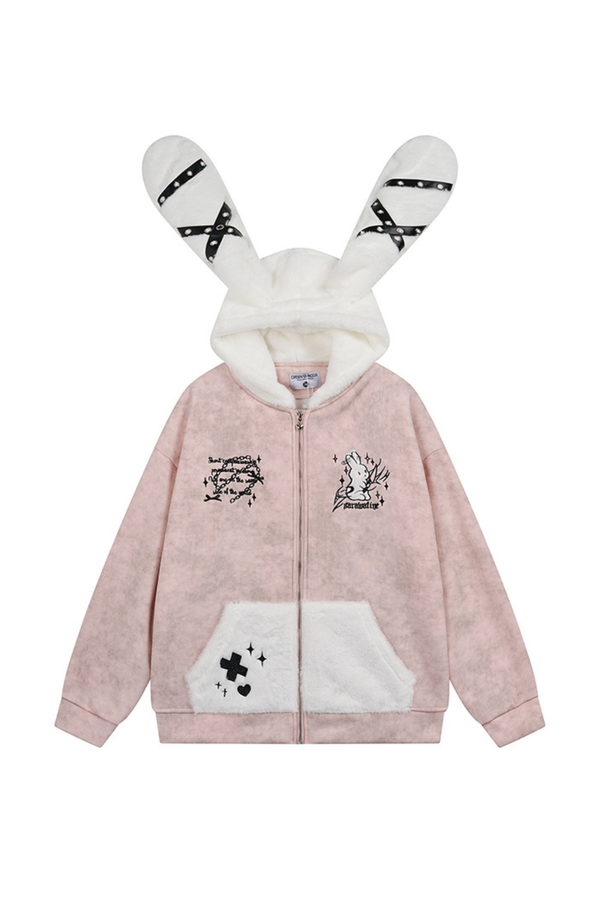 キュートバニーイヤーフリースジャケット