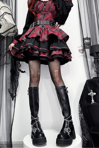 ナイトローズY2Kサブカルクロスブーツ