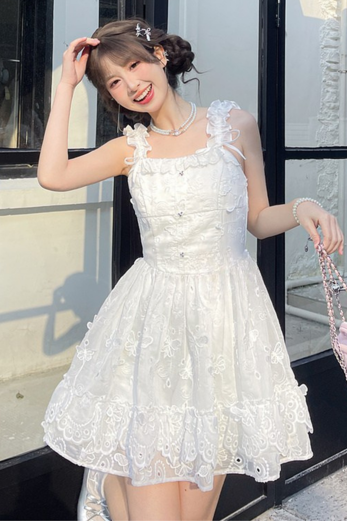 Sweet Style Pure White Girl Puffy Dress