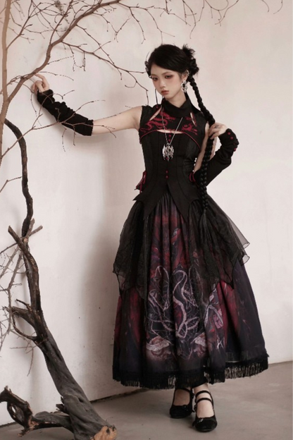 [Deadline for reservations: February 26th] Red Dragon x Black Dragon x Purple Snake Lolita China Gothic Setup