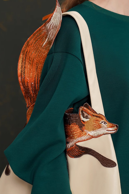 キツネショルダーキャンバスバッグ