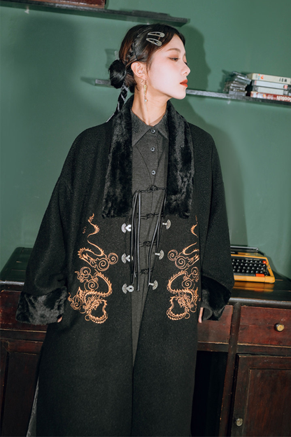 Chinese Dragon Motif Long Cardigan