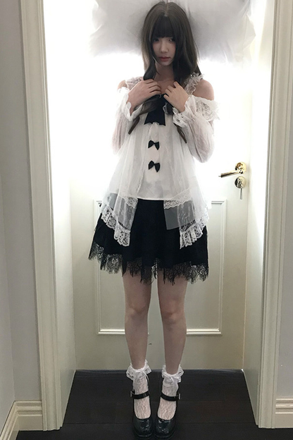 リボンシフォントップス+スカート