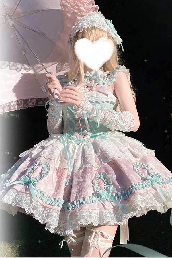 Butterfly Princess Lolita Dress + Petticoat + Clip + Frill Sleeve Shirt