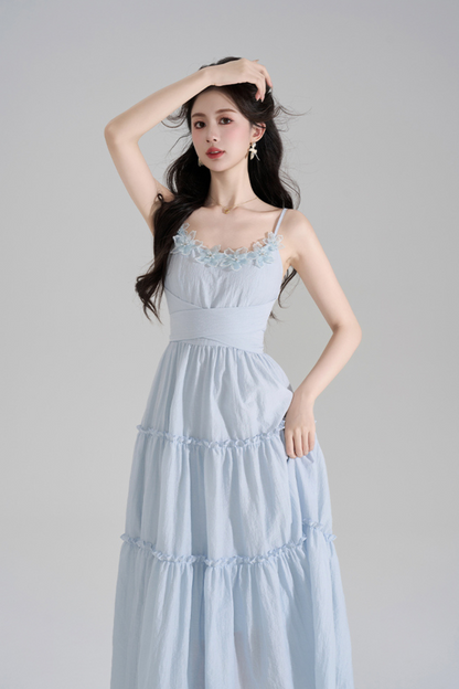 Romantic French Long Dress + Short Cardigan