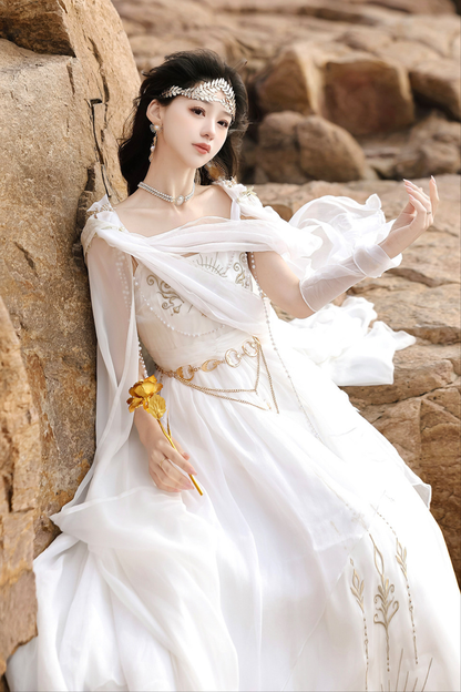 Märchenhaftes klassisches Lolita-Trägerkleid + Kapuzen-Cape