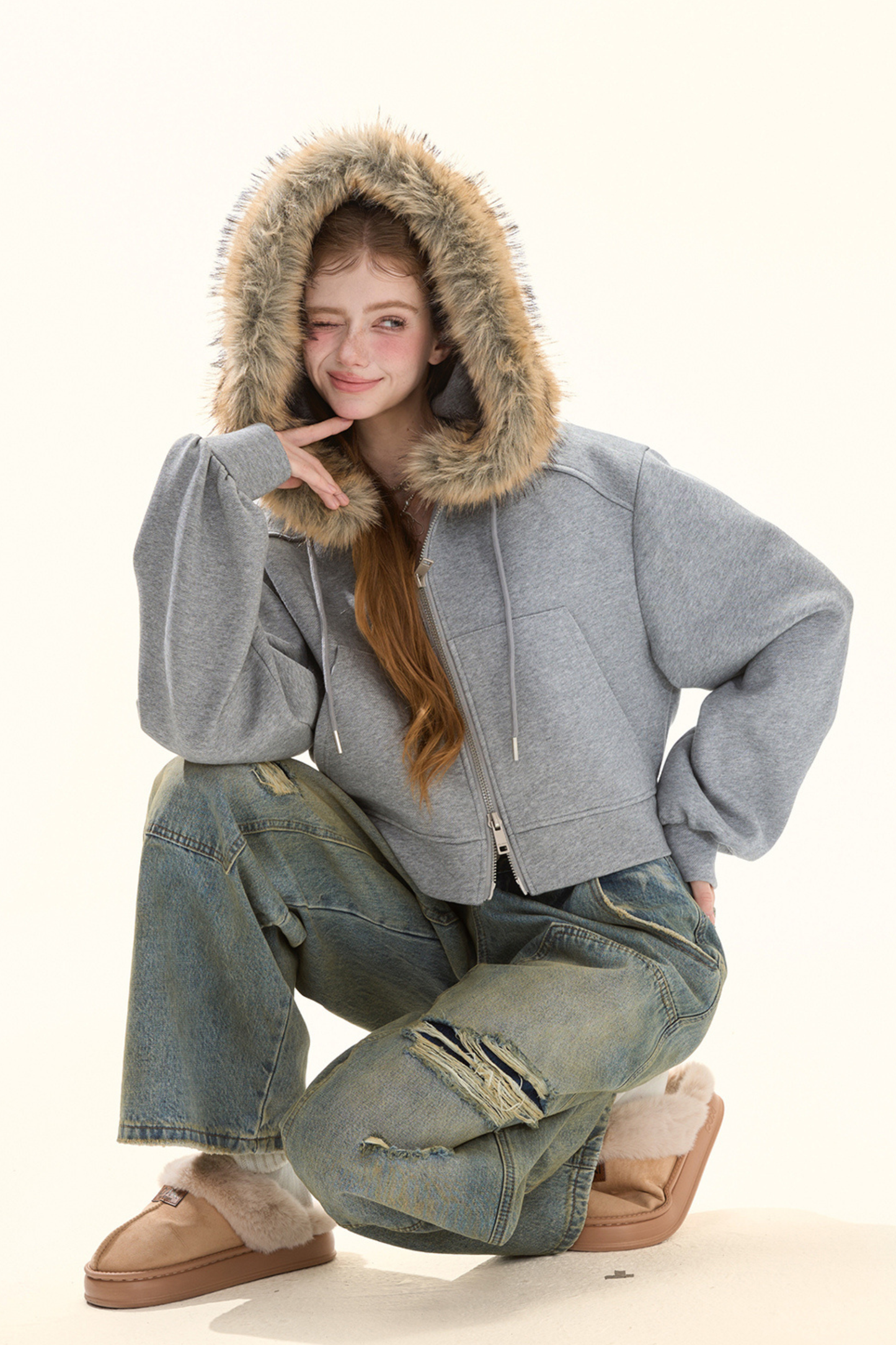 ファーフーデッドダウンジャケット