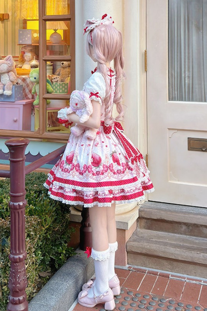 [Vorbestellung bis 3. April] Strawberry-Story-Lolita-Kleid + Accessoires