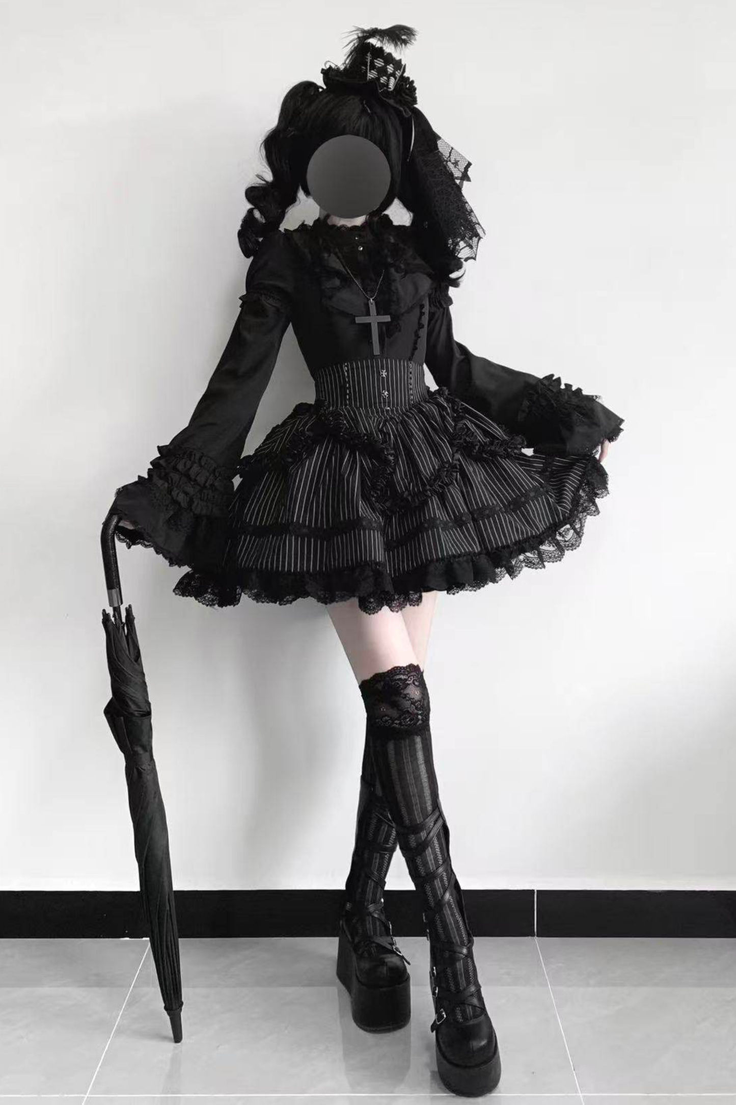 フリルゴシックロリータブラウス+フラワーカラー