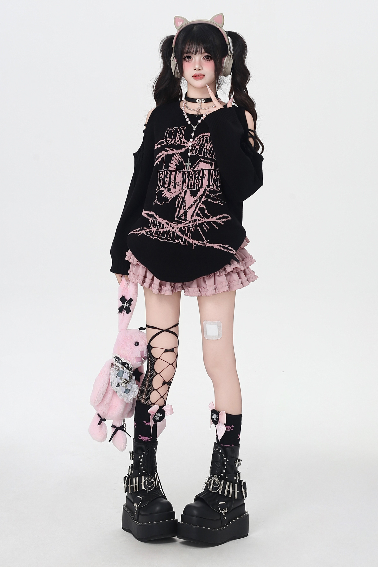 サブカルチャーロックガールルーズトップス